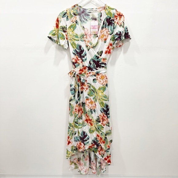 Paisley Raye Primrose Wrap Dress in White Tropical Floral XS - Picture 2 of 11